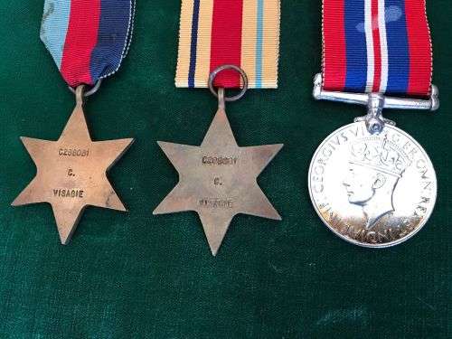 FULL SIZE NAMED WW2 MEDAL GROUP NAMED TO C288081 C VISAGIE