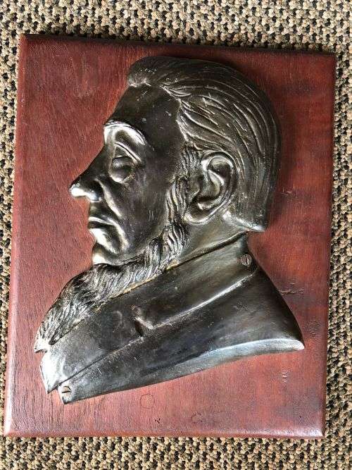 BOER WAR-HEAVY COPPER PLAQUE OF PRESIDENT KRUGER-WITH WRITINGS ON THE BACK-ORIGINAL PERIOD ITEM-MEAS
