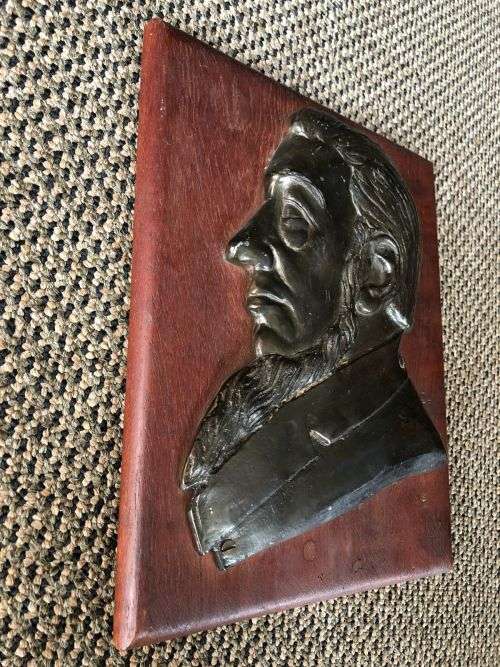 BOER WAR-HEAVY COPPER PLAQUE OF PRESIDENT KRUGER-WITH WRITINGS ON THE BACK-ORIGINAL PERIOD ITEM-MEAS