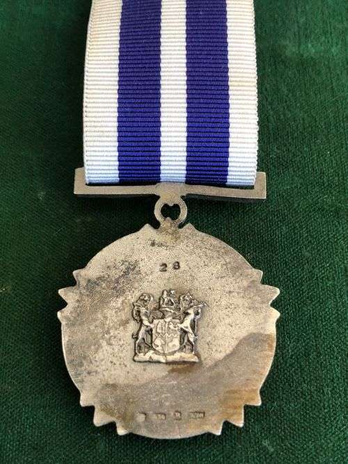 FULL SIZE SADF PRO MERITO MEDAL SILVER MARKINGS AND NUMBERED 28