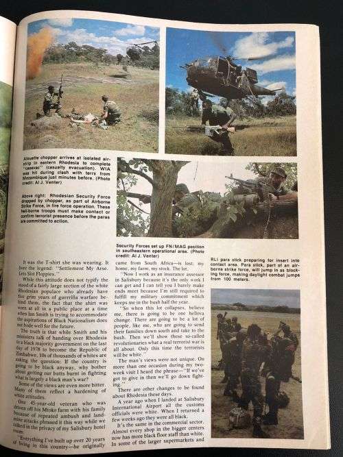 SEPTEMBER 1978 COVER PIC RHODESIAN PATROL EMERGES FROM RIVER CROSSING IN SOUTH-EASTERN OPERATIONAL A
