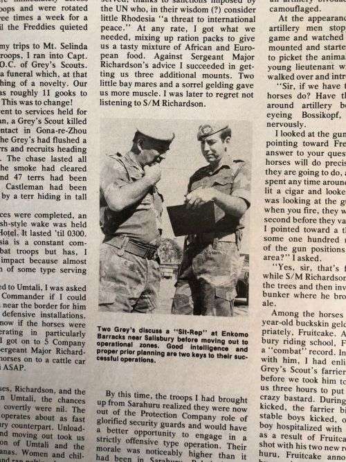 JANUARY 1979 COVER PIC MAJOR DARRELL WINKLER RHODESIAN ARMOURED CAR REGIMENT-BLACK DEVIL BEHIND TWIN