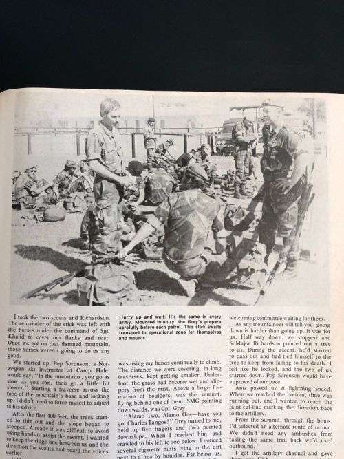 JANUARY 1979 COVER PIC MAJOR DARRELL WINKLER RHODESIAN ARMOURED CAR REGIMENT-BLACK DEVIL BEHIND TWIN