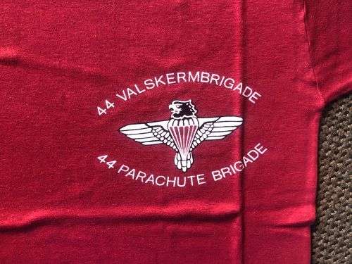 44 PARACHUTE BRIGADE T-SHIRT SIZE MEDIUM-MEASURES 45CM ARMPIT TO ARMPIT-GOOD CONDITION