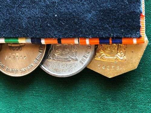 FULL SIZE SADF COURT MOUNTED MEDAL GROUP-THE PRO PATRIA EARLY WITH SWIVEL SUSPENDER