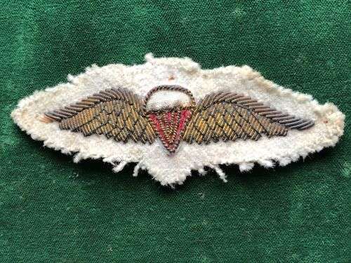 SA NAVY FREE FALL PARACHUTE WING FOR WEAR ON SUMMER UNIFORM-BULLION WIRD EMBROIDERED-WORN ONLY BY A