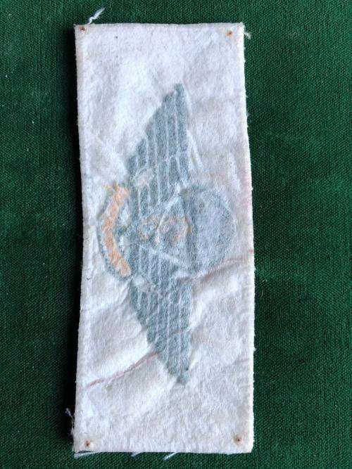 RHODEISIA RLI LOVERS 3 COMMANDO SEMI OFFICIAL WING- EMBROIDERED- GREEN WING AND CHUTE ON WHITE