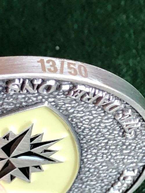 2 RECCE COMMANDO CHALLENGE COIN-DIAMETER 50 MM-NUMBERED ON RIM NO 13 OF 50