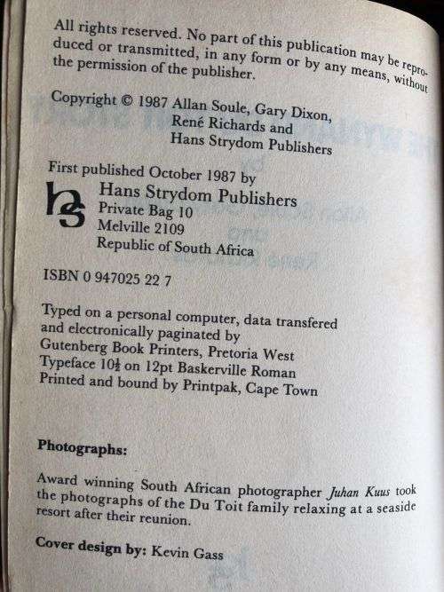 THE WYNAND DU TOIT STORY-SOFT COVER-FIRST EDITION-PUBLISHED 1987-315 PAGES-ILLUSTRATED