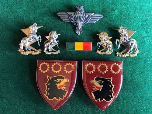 44 PARACHUTE BRIGADE-44 FIELD WORKSHOP CAP,COLLARS,MESS DRESS COLLARS,BERET BAR AND MATCHING FLASH P