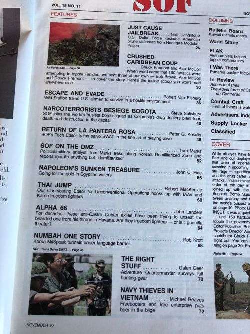 SOLDIER OF FORTUNE NOV 1990 VOL 15 NO 11- GOOD CONDITION