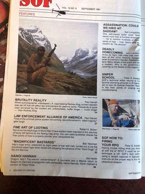 SOLDIER OF FORTUNE SEPT 1991 VOL 16 NO 9 -GOOD CONDITION