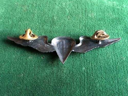 SWA TERRITORY FORCE ,FREE FALL PARACHUTE WING- OXIDISED SILVER AND ENAMEL ,BREAST BADGE-APPROVED IN