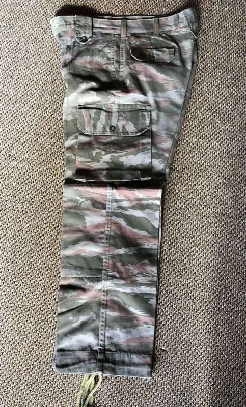 FAPLA (TERRORIST) GREY LIZARD CAMO TROUSERS-SIZE 28-PIPE LENGTH 67CM-GOOD CONDITION WITHOUT DAMAGE
