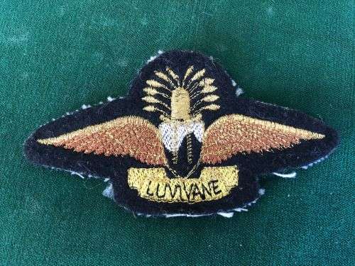 SWAZILAND BASIC PARACHUTE WING- BROWN AND GOLD EMBROIDERED ON BLACK FELT