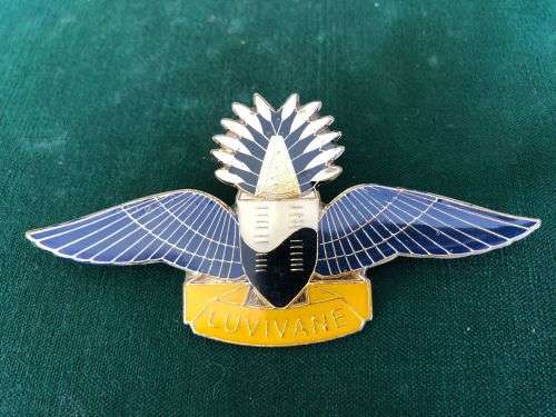 SWAZILAND DISPATCHER WING-BLUE WINGS WITH GOLD CENTRE,CROWN- 2 PINS