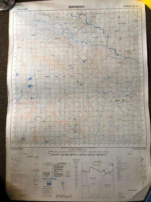 RHODESIAN MAP-1:50 000 SCALE-MARIBEHA AREA-MEASURES 84 X 58 CM-GOOD CONDITION