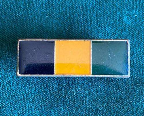 SA INFANTRY CORPS BERET BAR-2ND TYPE BLACK/ YELLOW/ GREEN-ONE PIN REPLACED