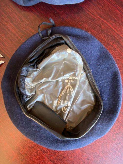 SADF BERET DATED 1985/86-SIZE 62-DARK BLUE - VERY GOOD CONDITION