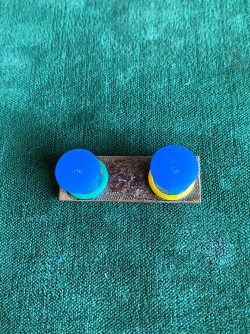 SA INFANTRY CORPS BERET BAR -2ND TYPE -BLACK/ YELLOW/ GREEN- 2PINS REPLACED