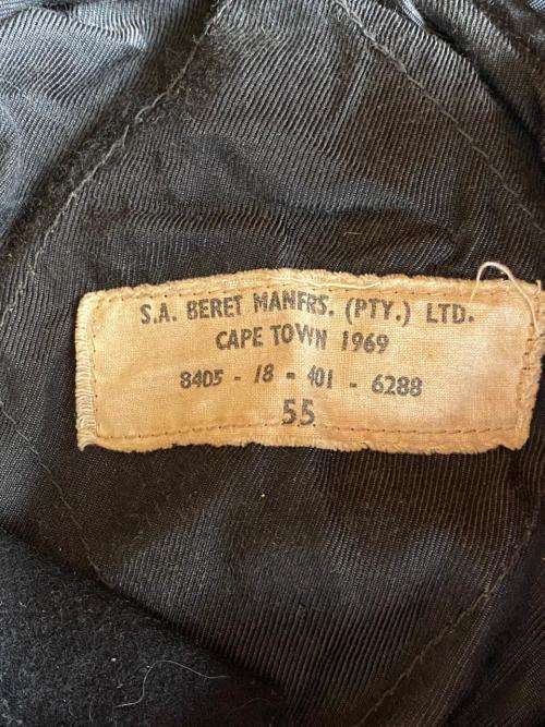 SA ARMY DARK BLUE BERET-DATED 1969-SIZE 55