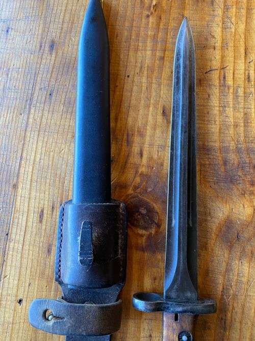 BELGIUM SAFNM 1949 RIFLE BAYONET-THE RIFLE AND DOUBLE EDGED 1949 BAYONET WERE SOLD TO ARGENTINA,EGYP