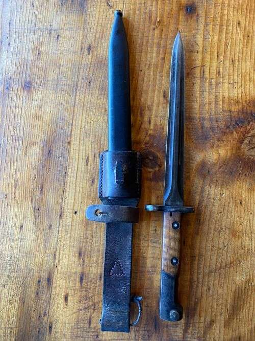 BELGIUM SAFNM 1949 RIFLE BAYONET-THE RIFLE AND DOUBLE EDGED 1949 BAYONET WERE SOLD TO ARGENTINA,EGYP