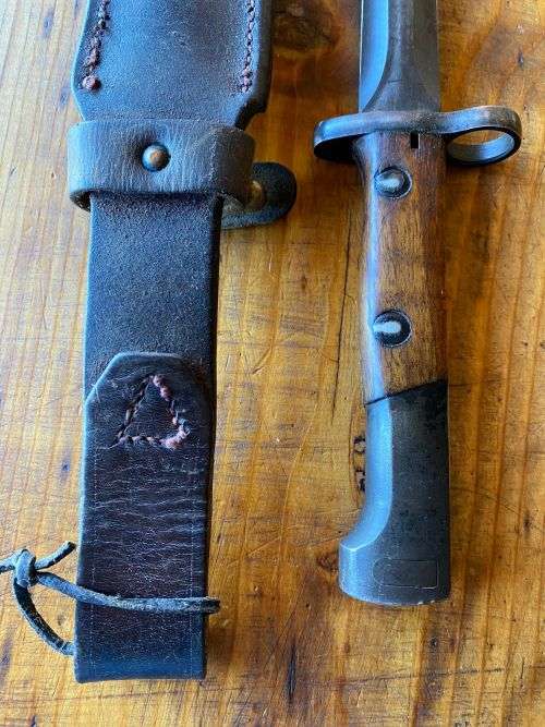 BELGIUM SAFNM 1949 RIFLE BAYONET-THE RIFLE AND DOUBLE EDGED 1949 BAYONET WERE SOLD TO ARGENTINA,EGYP