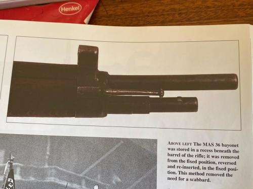 FRENCH M36 BAYONET FOR THE MAS 36 RIFLE-OVERALL LENGTH 434MM-PLEASE LOOK AT PICS FOR MORE INFO