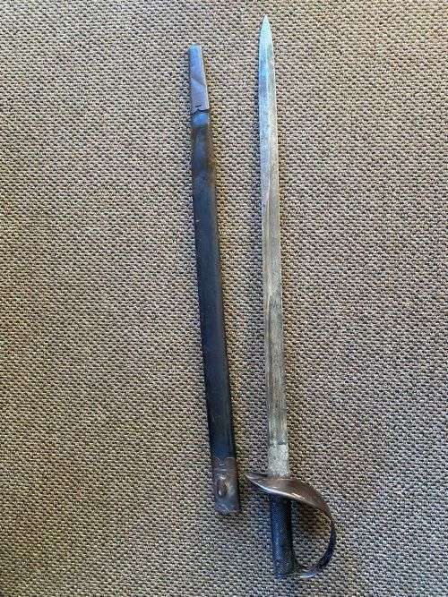 BOER WAR-BRITISH ROYAL NAVY 1901 PATTERN CUTLASS LEATHER TOOLED SCABBARD-MADE BY MOLE BIRMINGHAM-OVE