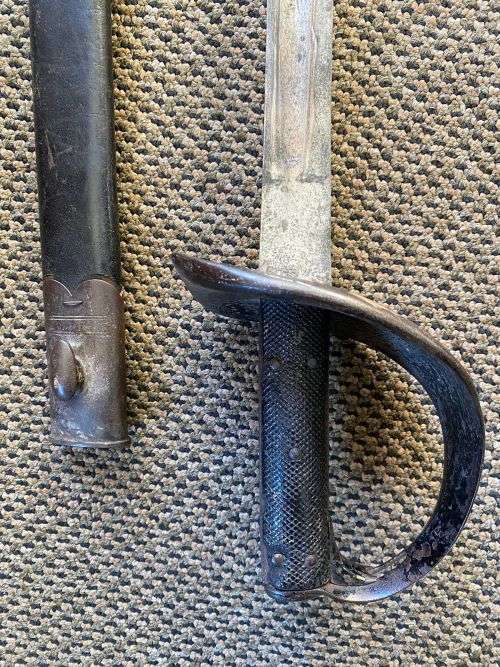 BOER WAR-BRITISH ROYAL NAVY 1901 PATTERN CUTLASS LEATHER TOOLED SCABBARD-MADE BY MOLE BIRMINGHAM-OVE