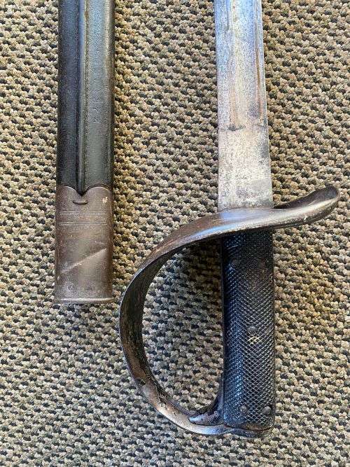BOER WAR-BRITISH ROYAL NAVY 1901 PATTERN CUTLASS LEATHER TOOLED SCABBARD-MADE BY MOLE BIRMINGHAM-OVE