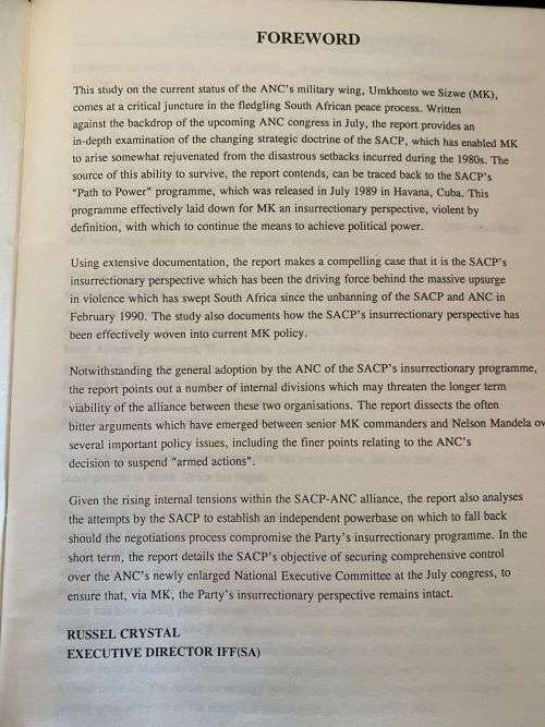SPECIAL REPORT-UMKHONTO WE ZISWE AND THE SA COMMUNIST PARTY-SEARCHING FO A MISSION IN THE 1990`S-38