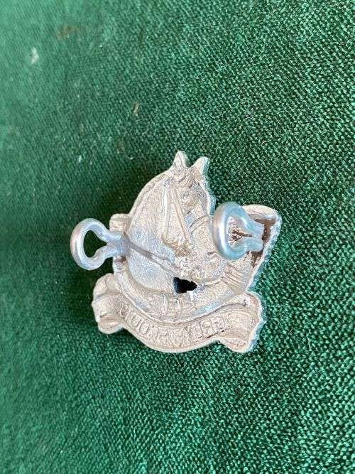 RHODESIA GREY SCOUTS ANODISED METAL BERET BADGE- WORN BY OTHER RANKS-1976-1980- LUGS INTACT