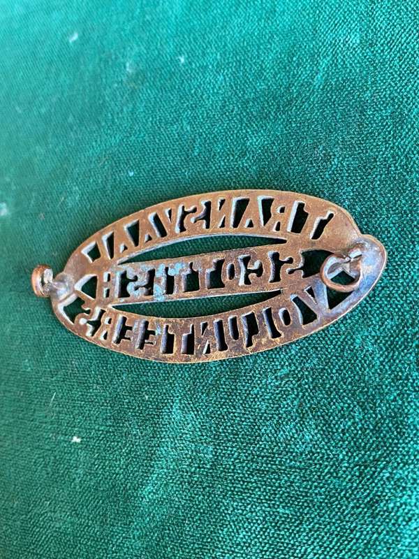 TRANSVAAL SCOTTISH VOLUNTEERS SHOULDER TITLE-WORN POST 1902- 2 LUGS