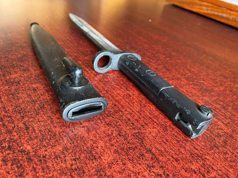SA S1 OR UZI BAYONET WITH PLASTIC SCABBARD-THE BAYONET IS IN A NEW/NEVER USED CONDITION-SCABBARD-USE