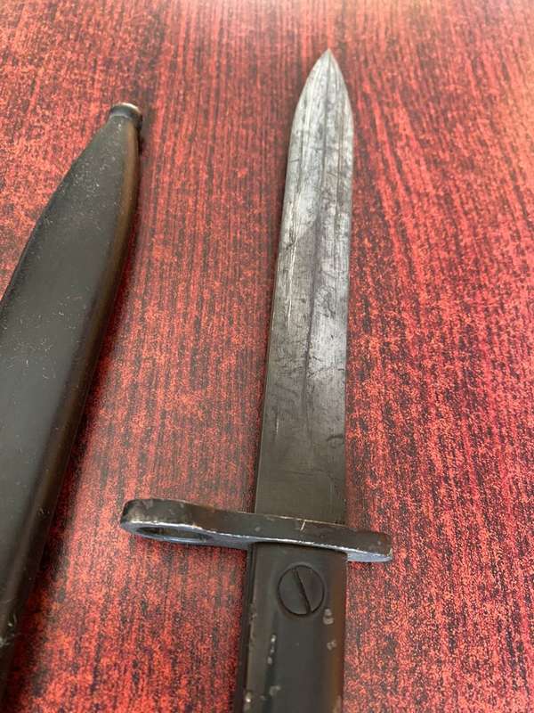 SA S1 OR UZI BAYONET WITH PLASTIC SCABBARD-THE BAYONET IS IN A NEW/NEVER USED CONDITION-SCABBARD-USE