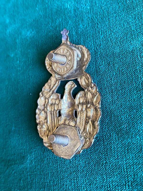 ITALIAN WW2 AIRFORCE CAP BADGE-2X SCREW LUGS