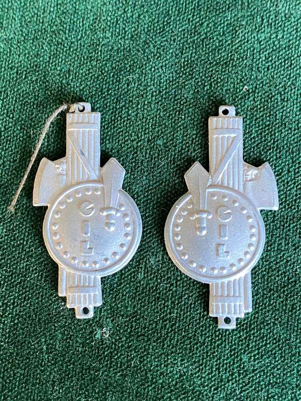 ITALIAN WW2 YOUTH MILITIA LAPEL BADGE PAIR-MEASURES 35 X 18 MM