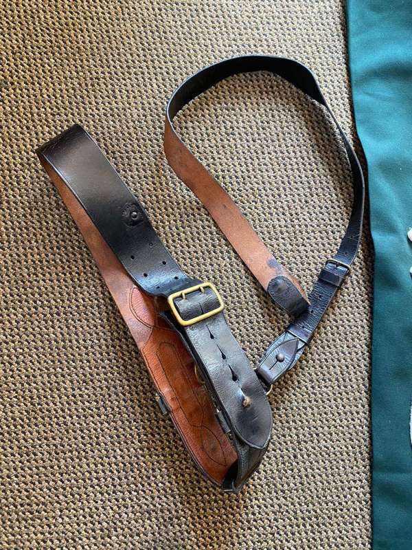 RHODESIAN GREENS,COMPLETE WITH TROUSERS,SAM BROWN AND PARADE RLI GLOVES-IT BELONGED TO DES JORDAAN-