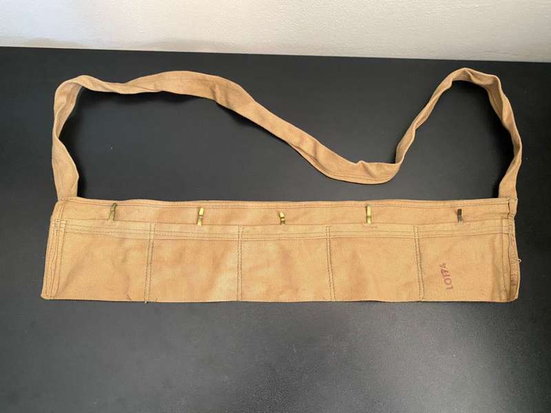 COTTON(DISPOSABLE) BANDOLIER FOR .303 AMMONUTION LOADED IN STRIPPER CLIPS-ALSO USED IN RHODESIA BY U
