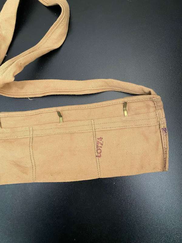 COTTON(DISPOSABLE) BANDOLIER FOR .303 AMMONUTION LOADED IN STRIPPER CLIPS-ALSO USED IN RHODESIA BY U