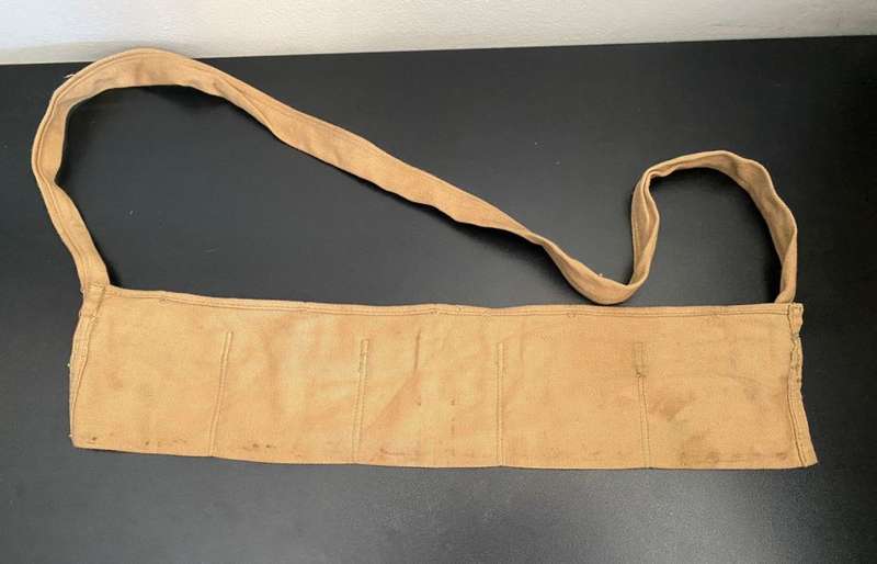 COTTON(DISPOSABLE) BANDOLIER FOR .303 AMMONUTION LOADED IN STRIPPER CLIPS-ALSO USED IN RHODESIA BY U