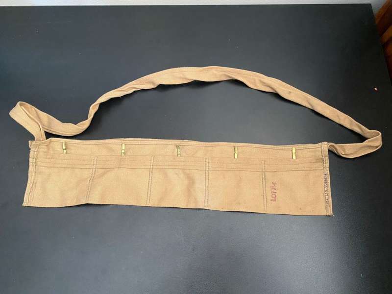 COTTON(DISPOSABLE) BANDOLIER FOR .303 AMMONUTION LOADED IN STRIPPER CLIPS-ALSO USED IN RHODESIA BY U
