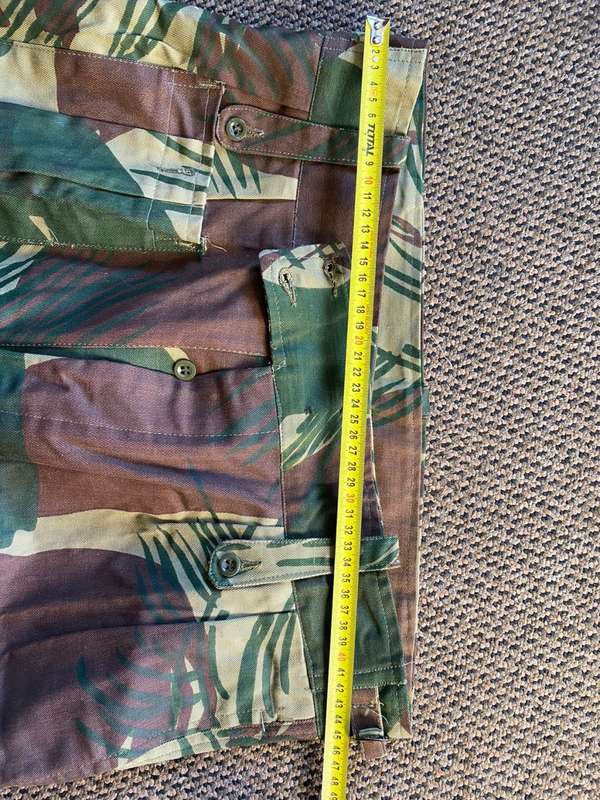 LARGE RHODESIAN CAMO TROUSERS-SIZE 34 WITH PIPE LENGTH OF 72 CM-PLEASE LOOK AT PICS FOR SIZE-LABELLE