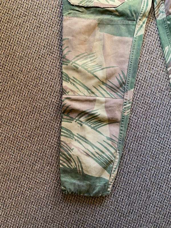 RHODESIAN CAMO TROUSERS-SIZE AT LEAST A 34-PLEASE LOOK AT PICS FOR MEASUREMENT-PIPE LENGTH 78CM-USED