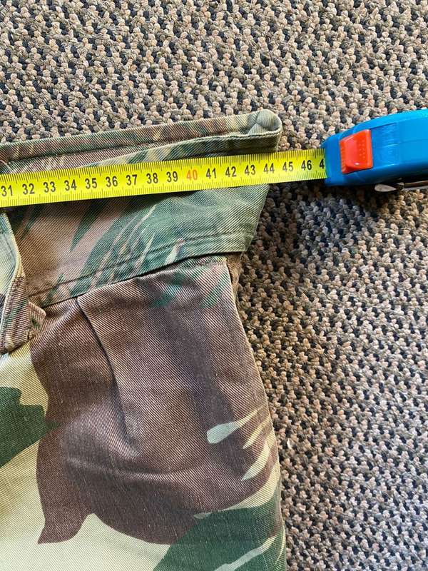 RHODESIAN CAMO TROUSERS-SIZE AT LEAST A 34-PLEASE LOOK AT PICS FOR MEASUREMENT-PIPE LENGTH 78CM-USED