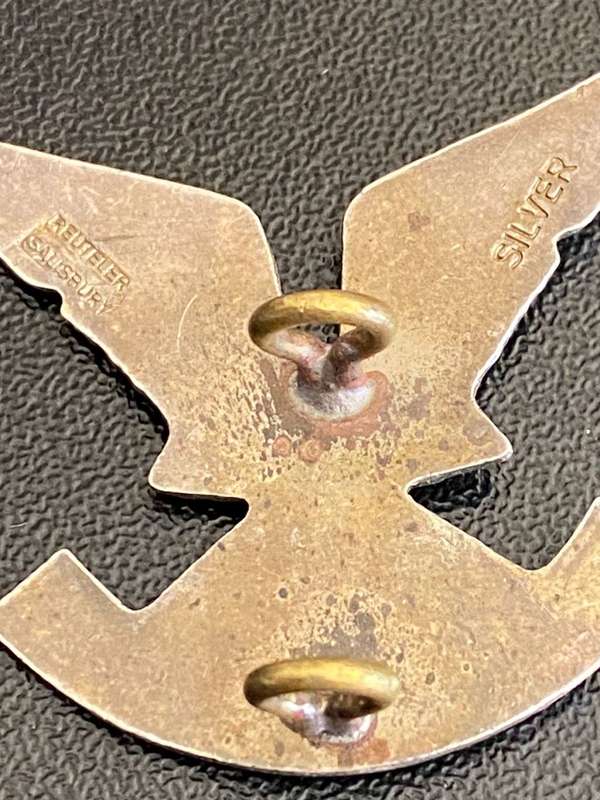 GUARANTEED ORIGINAL OFFICERS SILVER RHODESIAN SELOUS SCOUTS,CAP BADGE- 2 LUGS-REUTELER SALISBURY AND