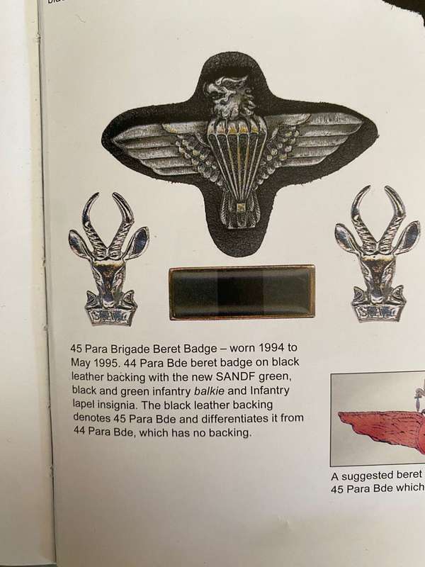 SCARCE ORIGINAL 45 PARA BRIGADE BERET-WORN 1994-MAY 1995-BERET BADGE ON BLACK LEATHER BACKING-INSIDE