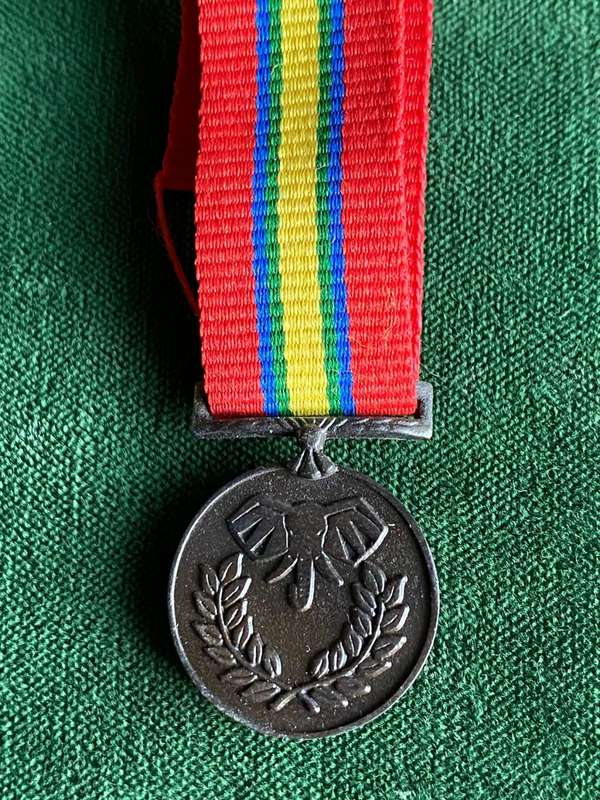 MINIATURE VENDA DEFENCE FORCE MEDAL-ISSUED TO BOTH DEFENCE FORCE AND CIVILIANS